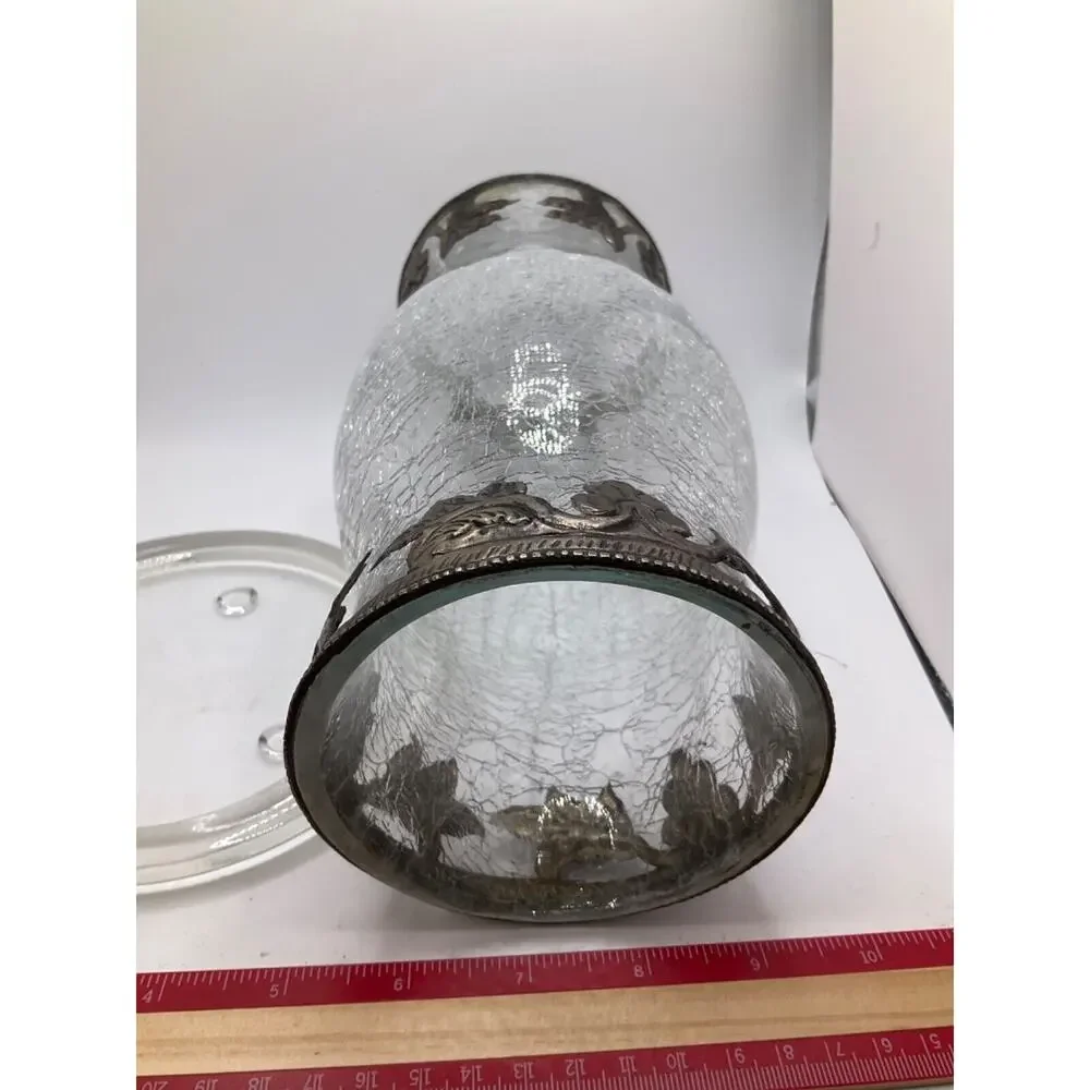 Vintage Crackled Globe Cover and Candle Plate - 9 Inches Tall, Dual‎ Open Ends